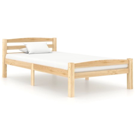Solid pine wood bed frame 100x200 cm by vidaXL, Beds and slatted bases - Ref: Foro24-322062, Price: 110,29 €, Discount: %