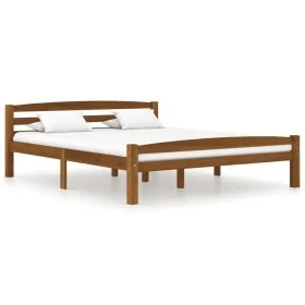 Honey brown solid pine wood bed frame 160x200 cm by vidaXL, Beds and slatted bases - Ref: Foro24-322079, Price: 169,92 €, Dis...