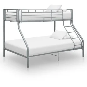 Estructura de litera de metal gris 140x200 cm/90x200 cm de vidaXL, Camas y somieres - Ref: Foro24-287904, Precio: 266,77 €, D...