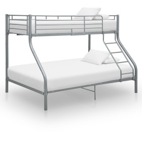 Gray metal bunk bed frame 140x200 cm/90x200 cm by vidaXL, Beds and slatted bases - Ref: Foro24-287904, Price: 256,93 €, Disco...