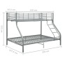 Estructura de litera de metal gris 140x200 cm/90x200 cm de vidaXL, Camas y somieres - Ref: Foro24-287904, Precio: 270,19 €, D...