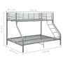 Gray metal bunk bed frame 140x200 cm/90x200 cm by vidaXL, Beds and slatted bases - Ref: Foro24-287904, Price: 271,03 €, Disco...