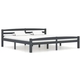 Dark gray pine solid wood bed frame 180x200 cm by vidaXL, Beds and slatted bases - Ref: Foro24-322094, Price: 183,45 €, Disco...