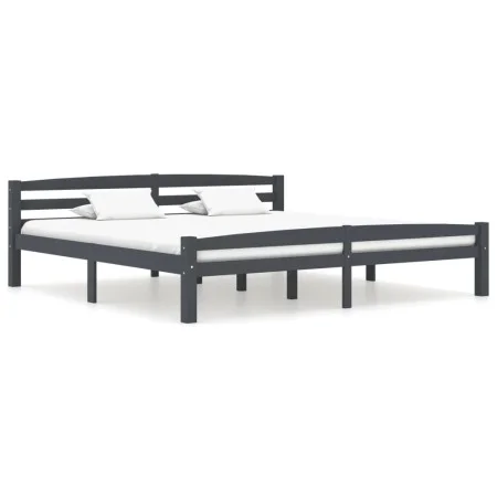 Dark gray pine solid wood bed frame 180x200 cm by vidaXL, Beds and slatted bases - Ref: Foro24-322094, Price: 186,34 €, Disco...