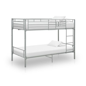 Gray metal bunk bed 90x200 cm by vidaXL, Beds and slatted bases - Ref: Foro24-287911, Price: 241,99 €, Discount: %