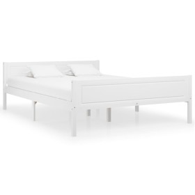 Estructura de cama de madera maciza de pino blanca 140x200 cm de vidaXL, Camas y somieres - Ref: Foro24-322106, Precio: 174,3...