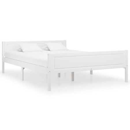 Solid white pine wood bed frame 140x200 cm by vidaXL, Beds and slatted bases - Ref: Foro24-322106, Price: 174,31 €, Discount: %