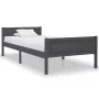 Solid gray pine wood bed frame 100x200 cm by vidaXL, Beds and slatted bases - Ref: Foro24-322125, Price: 126,40 €, Discount: %