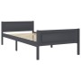 Solid gray pine wood bed frame 100x200 cm by vidaXL, Beds and slatted bases - Ref: Foro24-322125, Price: 128,41 €, Discount: %