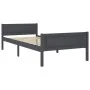 Solid gray pine wood bed frame 100x200 cm by vidaXL, Beds and slatted bases - Ref: Foro24-322125, Price: 126,40 €, Discount: %