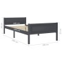 Solid gray pine wood bed frame 100x200 cm by vidaXL, Beds and slatted bases - Ref: Foro24-322125, Price: 128,41 €, Discount: %