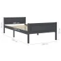 Solid gray pine wood bed frame 100x200 cm by vidaXL, Beds and slatted bases - Ref: Foro24-322125, Price: 126,40 €, Discount: %