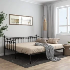 Black metal removable sofa bed frame 90x200 cm by vidaXL, Beds and slatted bases - Ref: Foro24-324758, Price: 171,76 €, Disco...