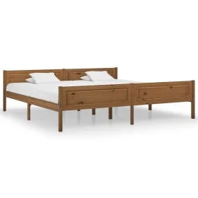 Solid pine wood bed frame honey brown 200x200 cm by vidaXL, Beds and slatted bases - Ref: Foro24-322116, Price: 136,05 €, Dis...