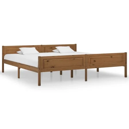 Solid pine wood bed frame honey brown 200x200 cm by vidaXL, Beds and slatted bases - Ref: Foro24-322116, Price: 136,05 €, Dis...