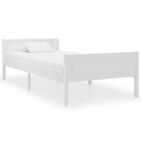 Solid white pine wood bed frame 100x200 cm by vidaXL, Beds and slatted bases - Ref: Foro24-322104, Price: 138,29 €, Discount: %