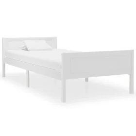 Solid white pine wood bed frame 100x200 cm by vidaXL, Beds and slatted bases - Ref: Foro24-322104, Price: 135,98 €, Discount: %