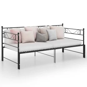 Estructura de sofá cama extraíble metal negro 90x200 cm de vidaXL, Camas y somieres - Ref: Foro24-324770, Precio: 158,69 €, D...