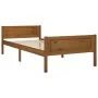 Honey brown pine solid wood bed frame 100x200 cm by vidaXL, Beds and slatted bases - Ref: Foro24-322111, Price: 129,39 €, Dis...