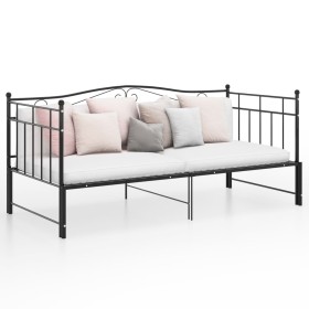 Estructura de sofá cama extraíble de metal negro 90x200 cm
