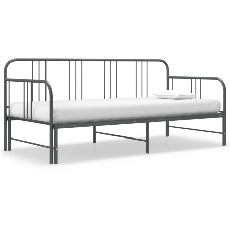 Estructura de sofá cama extraíble de metal gris 90x200 cm de vidaXL, Camas y somieres - Ref: Foro24-324754, Precio: 139,61 €,...