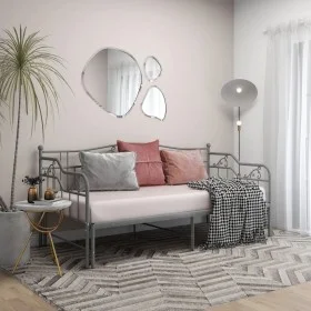 Gray metal removable sofa bed frame 90x200 cm by vidaXL, Beds and slatted bases - Ref: Foro24-324766, Price: 173,16 €, Discou...