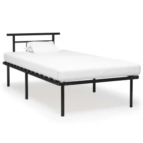 Black metal bed frame 100x200 cm by vidaXL, Beds and slatted bases - Ref: Foro24-324823, Price: 96,41 €, Discount: %
