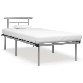 Gray metal bed frame 90x200 cm by vidaXL, Beds and slatted bases - Ref: Foro24-324822, Price: 104,60 €, Discount: %