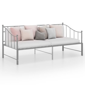 Estructura de sofá cama extraíble de metal gris 90x200 cm