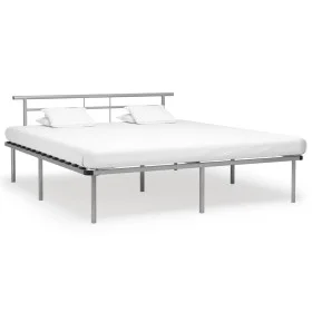 Gray metal bed frame 200x200 cm by vidaXL, Beds and slatted bases - Ref: Foro24-324840, Price: 101,22 €, Discount: %