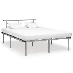 Gray metal bed frame 140x200 cm by vidaXL, Beds and slatted bases - Ref: Foro24-324831, Price: 89,13 €, Discount: %