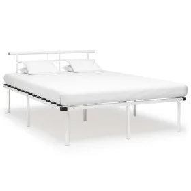White metal bed frame 140x200 cm by vidaXL, Beds and slatted bases - Ref: Foro24-324830, Price: 84,60 €, Discount: %