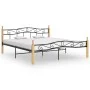 Estructura de cama metal y madera maciza de roble 200x200 cm de vidaXL, Camas y somieres - Ref: Foro24-324917, Precio: 146,23...