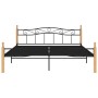 Estructura de cama metal y madera maciza de roble 200x200 cm de vidaXL, Camas y somieres - Ref: Foro24-324917, Precio: 147,95...