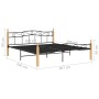 Estructura de cama metal y madera maciza de roble 200x200 cm de vidaXL, Camas y somieres - Ref: Foro24-324917, Precio: 147,95...