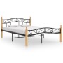 Estructura de cama madera maciza roble metal negro 140x200 cm de vidaXL, Camas y somieres - Ref: Foro24-324914, Precio: 102,44 €