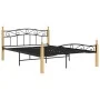 Bettgestell aus massivem Eichenholz, schwarzes Metall, 140 x 200 cm von vidaXL, Betten und Lattenroste - Ref: Foro24-324914, ...
