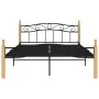 Bettgestell aus massivem Eichenholz, schwarzes Metall, 140 x 200 cm von vidaXL, Betten und Lattenroste - Ref: Foro24-324914, ...