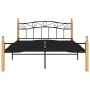 Estructura de cama madera maciza roble metal negro 140x200 cm de vidaXL, Camas y somieres - Ref: Foro24-324914, Precio: 102,44 €