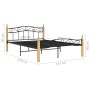 Estructura de cama madera maciza roble metal negro 140x200 cm de vidaXL, Camas y somieres - Ref: Foro24-324914, Precio: 102,44 €