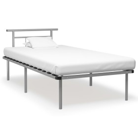 Gray metal bed frame 100x200 cm by vidaXL, Beds and slatted bases - Ref: Foro24-324825, Price: 96,36 €, Discount: %