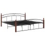 Estructura de cama metal y madera maciza de roble 180x200 cm de vidaXL, Camas y somieres - Ref: Foro24-324923, Precio: 178,37...