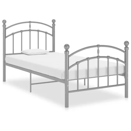 Estructura de cama de metal gris 90x200 cm de vidaXL, Camas y somieres - Ref: Foro24-324969, Precio: 130,18 €, Descuento: %