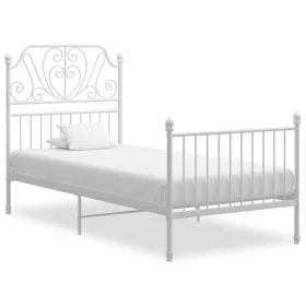 Bettgestell aus weißem Metall, 100 x 200 cm von vidaXL, Betten und Lattenroste - Ref: Foro24-324845, Preis: 131,70 €, Rabatt: %