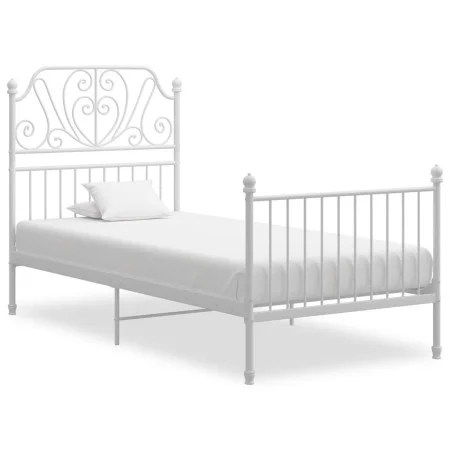 Bettgestell aus weißem Metall, 100 x 200 cm von vidaXL, Betten und Lattenroste - Ref: Foro24-324845, Preis: 131,70 €, Rabatt: %