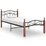 Bettgestell aus Metall und massivem Eichenholz 90x200 cm von vidaXL, Betten und Lattenroste - Ref: Foro24-324904, Preis: 81,4...