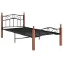 Bettgestell aus Metall und massivem Eichenholz 90x200 cm von vidaXL, Betten und Lattenroste - Ref: Foro24-324904, Preis: 81,4...