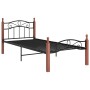 Estructura de cama metal y madera maciza de roble 90x200 cm de vidaXL, Camas y somieres - Ref: Foro24-324904, Precio: 82,11 €...