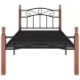 Bettgestell aus Metall und massivem Eichenholz 90x200 cm von vidaXL, Betten und Lattenroste - Ref: Foro24-324904, Preis: 81,4...