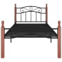 Estructura de cama metal y madera maciza de roble 90x200 cm de vidaXL, Camas y somieres - Ref: Foro24-324904, Precio: 82,11 €...